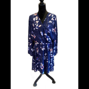 Westport Wrap Dress Plus Size 22 Navy  Elastic Waist & Long Sleeves Flattering